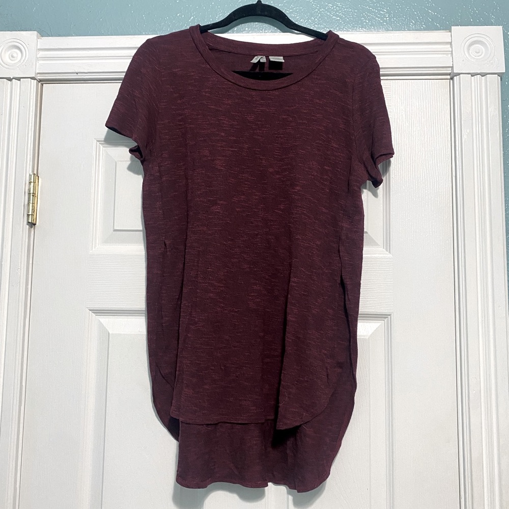 Side Slit Crop Tee Maroon